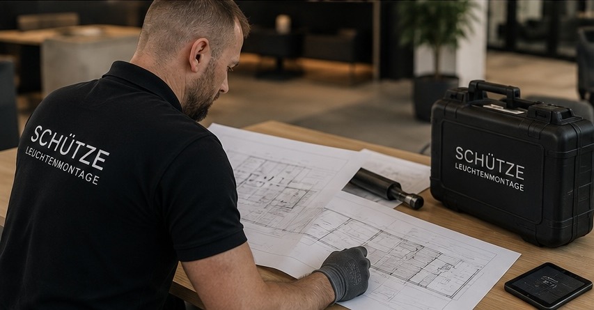 Zwei Schütze-Monteure besprechen einen Projektplan im Büro
